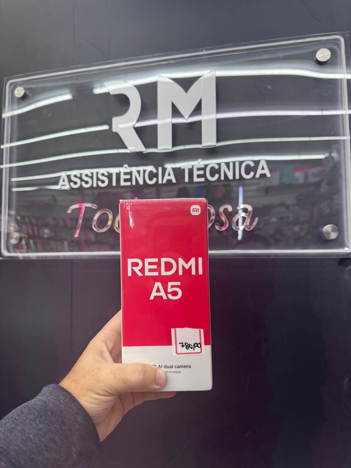 Caixa do Xiaomi Redmi A5 disponível para consulta na RM Assistência