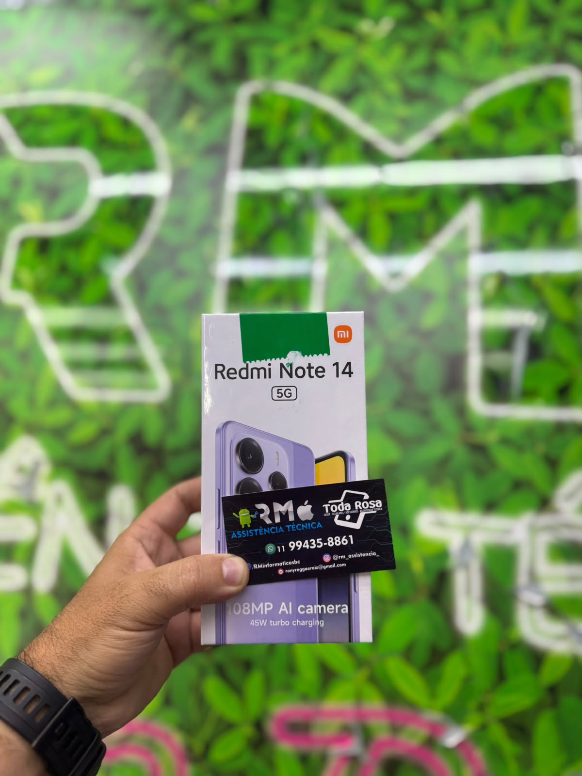 Caixa do Xiaomi Redmi Note 14 5G disponível para consulta na RM Assistência